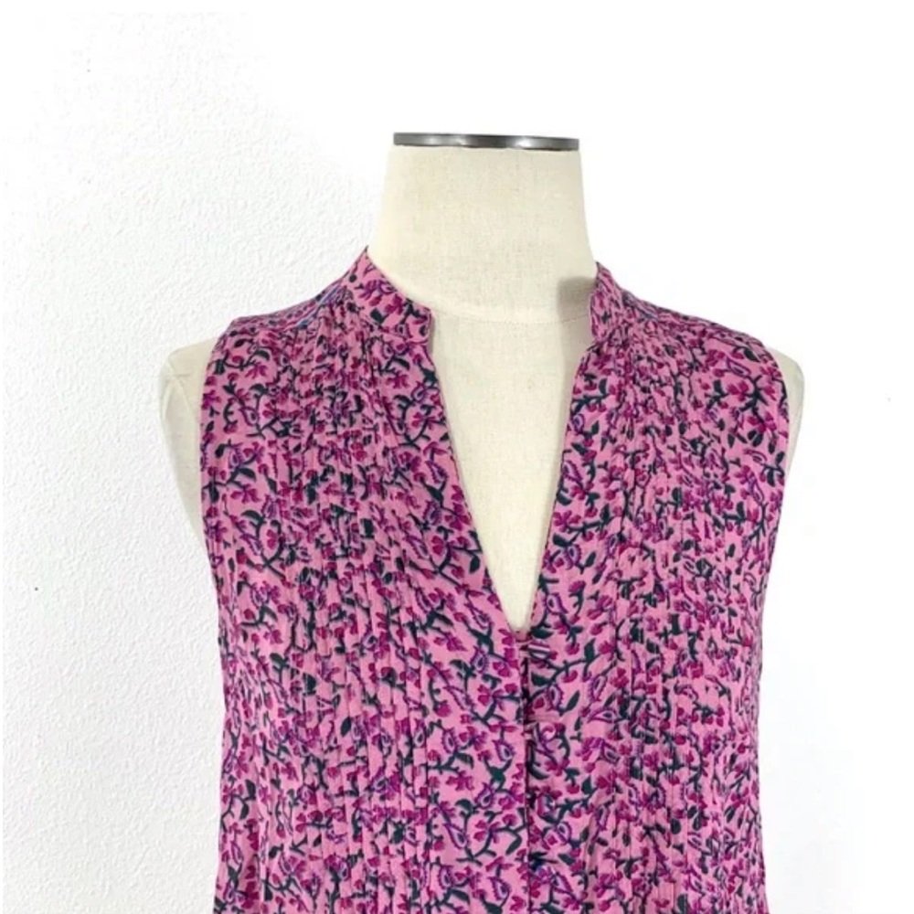 Anthropologie Maeve pink floral tunic button down tank top size L - Picture 4 of 7
